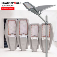Lampu Jalan tenaga surya 100W, menampilkan pengaturan kecerahan cerdas fungsi Timer Panel efisiensi tinggi untuk penerangan Taman