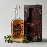 Bouteille en verre super-flint personnalisée de 750 ml à base épaisse, vide, de luxe, pour spiritueux, liqueur, whisky, vodka, brandy, gin, rhum, emballage en gros