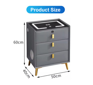 Thiết kế đơn giản ba ngăn kéo bàn cạnh giường ngủ thông minh 3 màu cảm ứng ánh sáng không dây sạc âm thanh đơn giản phòng ngủ da đầu giường - Product Image 5