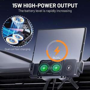 智能二合一自动旋转车载手机支架无线充电器支架，快速充电，兼容iPhone三星设备 - Product Image 3