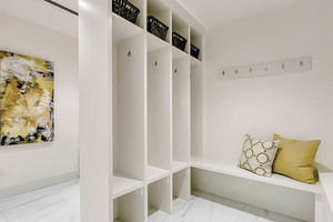 Meuble de rangement encastré pour entrée, en bois peint blanc, avec banc à chaussures, vente en gros, directement de l'usine CANA - Product Image 6