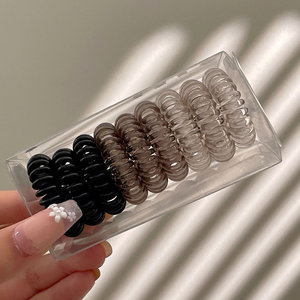 ที่รัดผมแบบเกลียว9ชิ้นไม่มีรอยยับที่รัดผมแบบม้วนสายรัดโทรศัพท์สำหรับผู้หญิง - Product Image 1