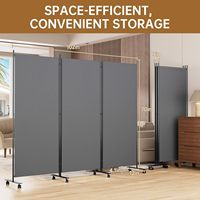 Paravent pliant à 3 panneaux de 102 pouces de large avec roulettes intégrées, conception à double charnière, construction moderne en métal et polyester, écran portable