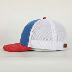 Gorra Deportiva de 6 Paneles Personalizada al por Mayor BSCI, Logotipo Bordado de Alta Calidad, Parche de Cuero Azul, Clásica, Unisex, de Alto Rendimiento - Product Image 3