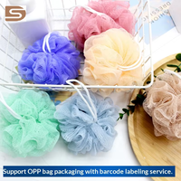 Petit Pouf de bain complet ou corsé de qualité, éponge de douche en luffa, 20g, couleurs assorties, boule de bain exfoliante