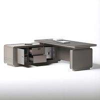 Escritorio Ejecutivo Moderno en Forma de L, Muebles de Oficina de Madera MDF, Duradero, Ergonómico, con Cajones, Resistente al Agua, para Villa