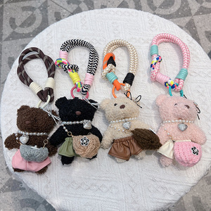 Porte-clés en peluche Mengda, ours en peluche de dessin animé, mignon et amusant, nouvelle poupée en mohair, décoration d'emballage, porte-clés pour filles - Product Image 5