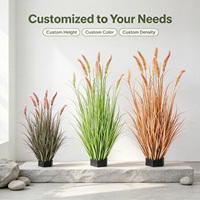 Plante artificielle romantique rose ondulante en forme de cattail, 90 cm, plante ornementale artificielle en pot pour la décoration de cafés, terrasses, boutiques et vitrines
