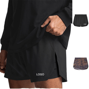 Wholesales 5'' Custom Quick Dry Double <b>Layer</b> Lined Pocket Gym Fitness Shorts Men 100% Polyester Casual <b>Mid</b> Waterproof Breathable - Product Image 1