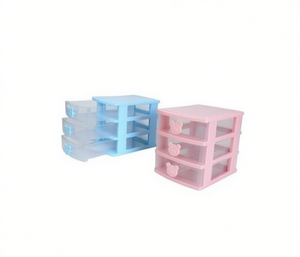 Mini organizador de cajones de escritorio, caja de almacenamiento de plástico de 3 niveles para oficina, escuela, maquillaje, artículos para el hogar, diseño bonito, desmontable - Product Image 1