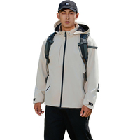 Forro de chaqueta de concha suave, tela de malla, impermeable, ligera, para senderismo, con capucha, chaqueta de primavera con capucha desmontable