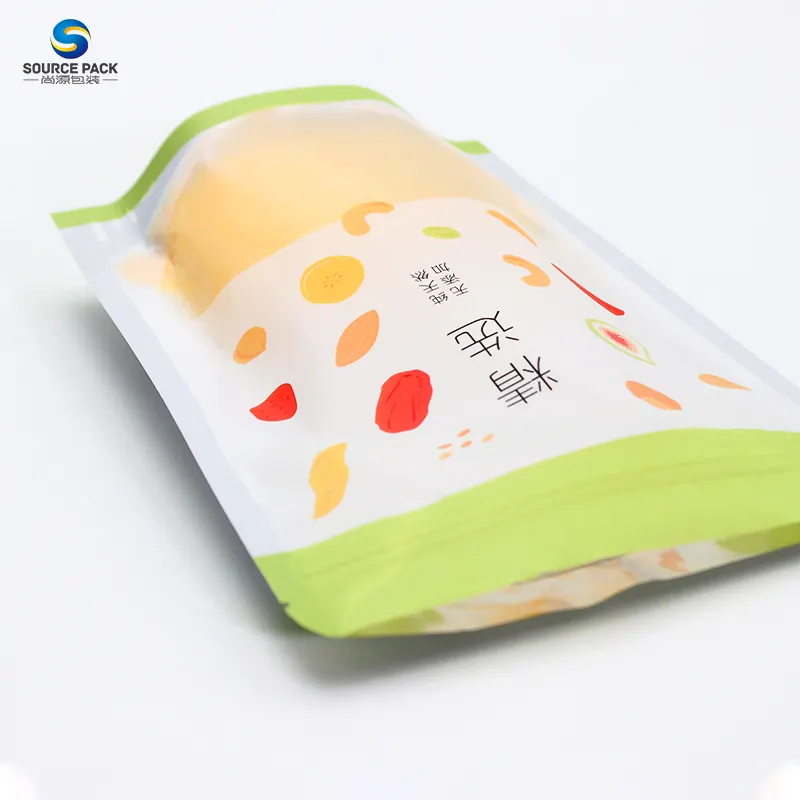 Sacos de embalagem transparentes de um lado, bolsas de pé reutilizáveis à prova d'água de alta qualidade com impressão digital personalizada