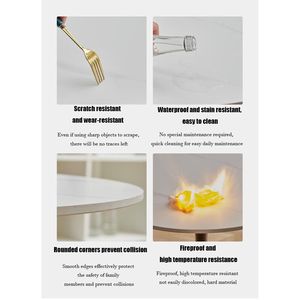 Table à manger ronde moderne en marbre texturé avec plateau en MDF et base en acier pour la cuisine, style tulipe - Product Image 3