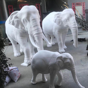 <b>Elephant</b> Sculpture White Marble Outdoor Garden <b>Decoration</b> Square Housewarming Gift Handmade Animal Figure - Product Image 1