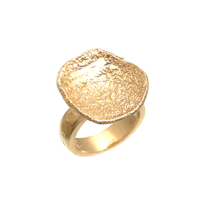 Anillo contemporáneo con acabado texturizado chapado en oro y plata de ley 925, joyería chapada en oro de 18 quilates - Product Image 1