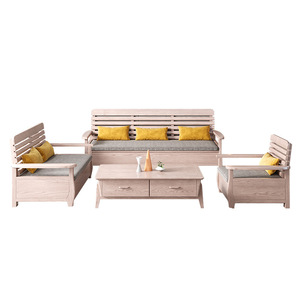 Ash Wood Solid Wood <b>Sofa</b> L Shape Combination Living Room Furniture With <b>Foam</b> Filling For Home Use - Product Image 2