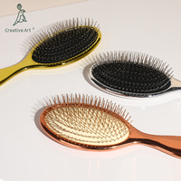 Prix d'usine Brosse à cheveux à logo personnalisé, à poils métalliques, à picots métalliques, à coussin, pour perruques et extensions de cheveux bouclés