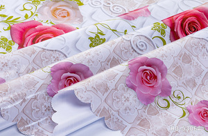 Custom Rose Floral Printed Decorative <strong>Plastic</strong> PVC <strong>Table</strong> <strong>Cover</strong> - Product Image 3