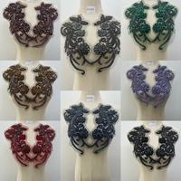 Applique de luxe en strass pour robes de mariée, motif paire, plusieurs couleurs, perles à coudre, pierres et cristaux, pour corsage
