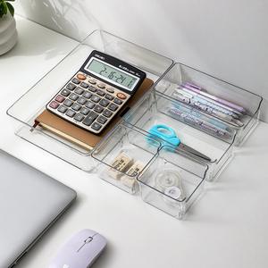 Boîte de rangement à tiroirs en acrylique, organisateur de bureau transparent 4 en 1 pour papeterie, cosmétiques et articles divers - Product Image 2