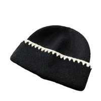 Bonnet en tricot 100 % coton à carreaux avec logo personnalisé, chaud et à revers, pour adultes (unisexe), idéal pour l'hiver et les températures froides, vente en gros