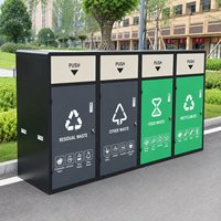 Poubelle de tri des déchets en acier galvanisé personnalisée pour l'extérieur, avec de grands compartiments colorés, pour les zones résidentielles et commerciales