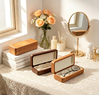 Étui de rangement pour lunettes en bois massif, porte-lunettes en noyer avec doublure douce, organisateur de voyage rigide portable pour lunettes de soleil et lunettes de vue
