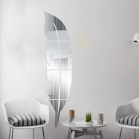 Plume Stickers Creative Grandes Feuilles Papier Peint Pour Chambre Haute Qualité Salon Décoratif Mural Acrylique Feuille Miroir