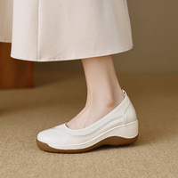 Mocassins rétro de luxe à semelle épaisse, plateforme, talon épais, semelle extérieure en caoutchouc, doublure en peau de porc, toutes saisons, chaussures à bout rond pour femmes, à enfiler