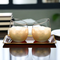 Nouveau design unique 350ML jante inclinée sans pied fond épaissi verre thé boire bière tasse verres à whisky à la mode