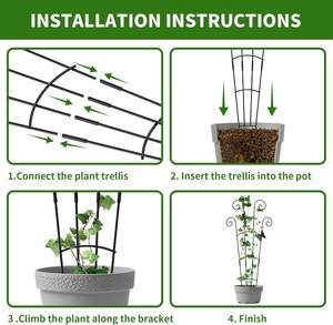 Lot de 2 treillis de jardin extensibles en métal, finition laquée, support robuste pour plantes grimpantes d'intérieur, fleurs, vigne, lierre, attaches incluses - Product Image 5