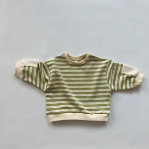 Children's Clothing 2023 Spring Autumn New Kids Striped Sweater Terry Pullovers Boys Girls Bat Sleeve Shirts Western Sweatshirts