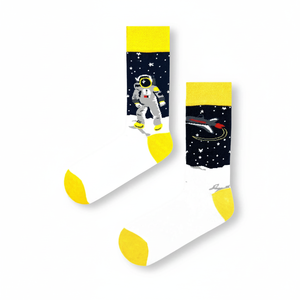 Astronaut-Themed Winter Sock Set Breathable Soft <b>Knitted</b> Crew High Ankle Featuring Sporty Butterfly <b>Animal</b> <b>Patterns</b> Left Right - Product Image 2