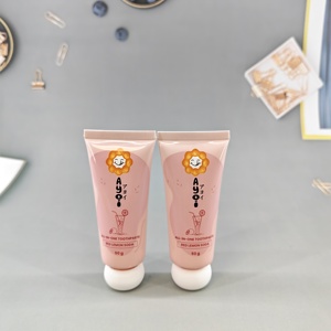 Tube de dentifrice rose rond 50g, emballage cosmétique pour soins de la peau avec design de dessin animé, bouchon à vis blanc pour soins personnels - Product Image 4