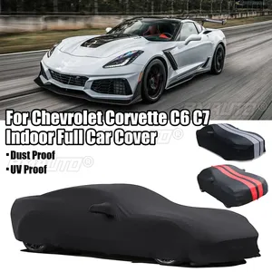 ผ้าคลุมรถซาตินสำหรับใช้ภายในอาคาร สำหรับ Chevrolet Corvette C6 C7 Stingray ป้องกันฝุ่น รังสียูวี รอยขีดข่วน ยืดหยุ่นได้ สีดำ เทา แดง - Product Image 1