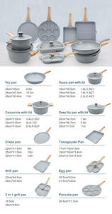 Eco-friendly cucina uova bistecca griglia padella padella Set pentola in alluminio pressofuso ceramica pentole Set antiaderente con coperchio in vetro - Product Image 6