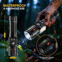 Lampe torche rechargeable à focalisation réglable, corps en alliage d'aluminium, longue portée du faisceau, avec protection fiable pour l'extérieur et les situations d'urgence