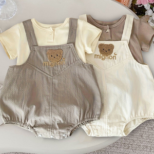 Venta al por mayor bebé verano luz, transpirable, de manga corta, Linda y fresca pequeña flor bordada Hali vestido de una pieza - Product Image 5