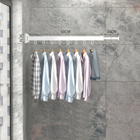Séchoir à linge mural rétractable à deux niveaux, pliable avec crochets pour armoire ou salle de bain