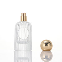 Flacons de parfum en verre de 100 ml à base épaisse et col serti avec étiquette ronde, flacon de parfum de luxe de 50 ml avec bouchon à bille