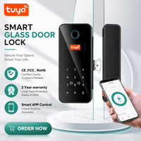 Serrure de porte en verre intelligente Tuya BLE OEM/ODM pour bureau, avec empreinte digitale, mot de passe, serrure numérique CE FCC RoHS PST-GL-B12