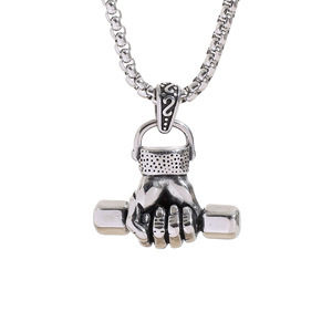 Yunnique – collier avec pendentif haltère pour hommes, chaîne en acier inoxydable, style Hip Hop, design géométrique, JD215 - Product Image 1