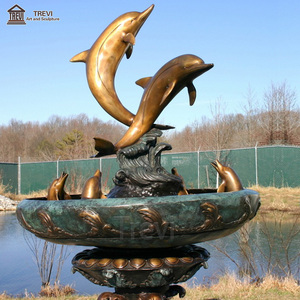 Fuente de Agua de Delfín de Bronce y Cobre para Jardín Grande, Decoración de Exteriores - Product Image 6