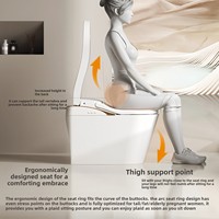 WC intelligent léger à commande à distance, en céramique, à poser au sol, entièrement automatique, ergonomique, monobloc, avec siège chauffant et double chasse d'eau chaude
