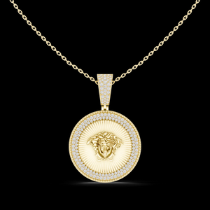 Pendentif médaillon en diamant Medusa argenté pour femmes, pour occasions de fiançailles, de mariage et de fête, avec diamants brillants - Product Image 5