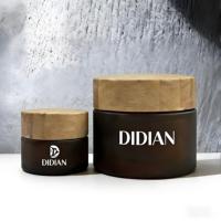 Bocaux cosmétiques en verre transparent givré brun de luxe personnalisés de 5 g, 15 g, 30 g, 50 g, 100 g pour le soin de la peau, le visage, les yeux, le corps, le gommage, la crème, avec couvercles en bambou