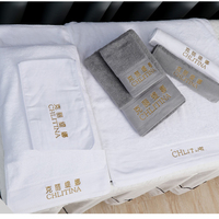 Kit de serviettes en coton pour salon de beauté, vente en gros d'usine, avec logo personnalisé brodé, serviette de bain et drap de massage pour spa
