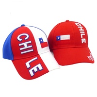 Casquette de baseball unisexe de haute qualité Ever Fortune à 6 panneaux avec drapeau du Chili, logo personnalisé, broderie 3D en relief, vente en gros, premium, sportive