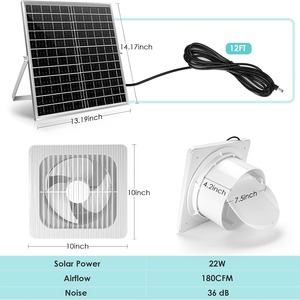 Ventilateur solaire 10W pour maison d'animaux, serre, poulailler, niche pour chien - Product Image 3