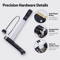 TISHRIC 18.5CM M.2 M-key ke PCIe 4.0 X16 Riser Adapter M.2 NVMe 2280 ke PCIE 16X Kabel Ekstensi untuk Laptop PC Kartu Grafis